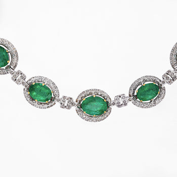 20 Carat Oval Cut Emerald & Rose-Cut Diamond Statement 18k Necklace – Assay Jewelers