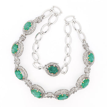 20 Carat Oval Cut Emerald & Rose-Cut Diamond Statement 18k Necklace – Assay Jewelers