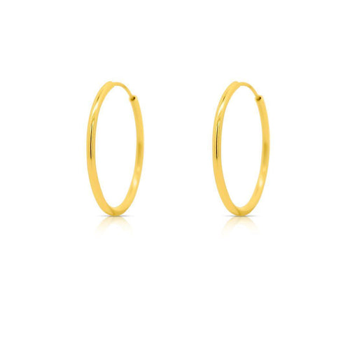 20.5mm 14K Solid Gold Thin Hoop Earrings On Hidden Wire Closure