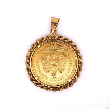 22K Gold 50 Peso Mexican Coin and 18K Gold Rope Frame Pendant – Assay Jewelers