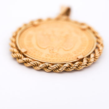 22K Gold 50 Peso Mexican Coin and 18K Gold Rope Frame Pendant – Assay Jewelers