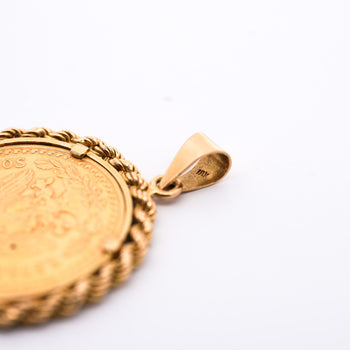 22K Gold 50 Peso Mexican Coin and 18K Gold Rope Frame Pendant – Assay Jewelers