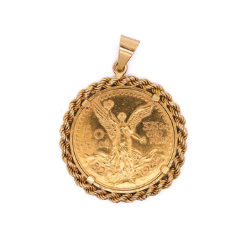 22K Gold 50 Peso Mexican Coin and 18K Gold Rope Frame Pendant – Assay Jewelers