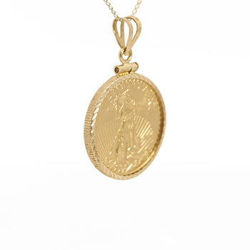 22K Gold Lady Liberty US 10 Dollar 1/4 OZ Coin (2010) Pendant in 14K Frame – Assay Jewelers