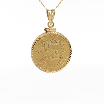 22K Gold Lady Liberty US 10 Dollar 1/4 OZ Coin (2010) Pendant in 14K Frame – Assay Jewelers
