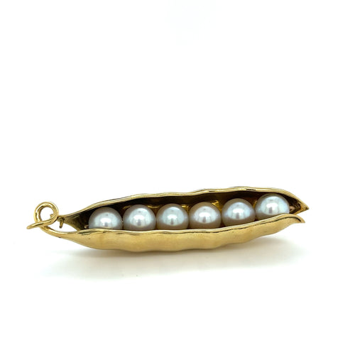 22K Yellow Solid Gold Pearl Edamame Pearl Pendant