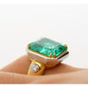 22.18 Carat Colombian Emerald Bezel 18K Gold Vintage Ring