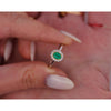 2/3 Carat Natural Emerald & Diamond Oval Halo Thin Band Ring in 18K White Gold