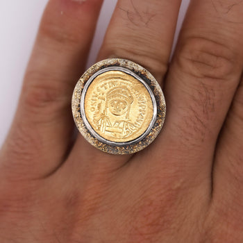 23K Gold Antique Byzantine Empire JUSTINIAN I Coin Bezel Ring – Assay Jewelers