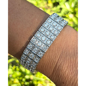 23.5 Carat Natural Round Cut Diamond 3 Row Box Set Tennis Bracelet – Assay Jewelers