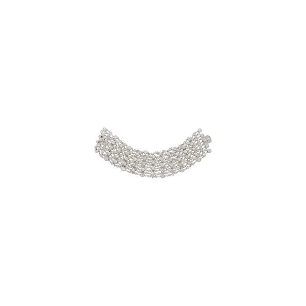 25 Carat Total Round Cut Natural Diamond Bezel Set Link Bracelet in 18K White Gold