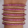 25ct Pink Sapphire & Diamond 18K Rose Gold Multi-Row Bangle