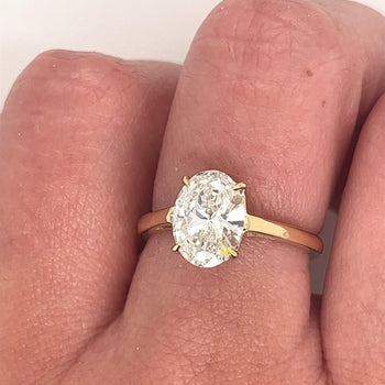 2.06 Carat Oval Cut Lab Grown Diamond CVD Ring in 14K Yellow Gold Low Profile Setting – Assay Jewelers