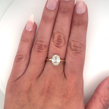2.06 Carat Oval Cut Lab Grown Diamond CVD Ring in 14K Yellow Gold Low Profile Setting – Assay Jewelers