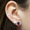 2.15 Carat Oval Cut Natural Sapphire 14K Gold Hypoallergenic Stud Earrings