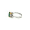 2.19 Carat Natural Emerald 3-Stone Ring with Baguette Diamond in 18K White Gold