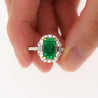 2.22 Carat Emerald Cut Natural 10MM Emerald & Baguette Diamond Ring