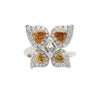 2.26 Carat White and Orange Diamond Butterfly Motif Ring