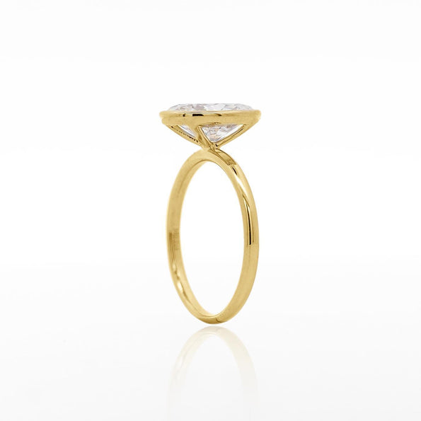 2.48 Carat Lab-Grown Diamond Bezel-Set 14K Yellow Gold Solitaire Engagement Ring