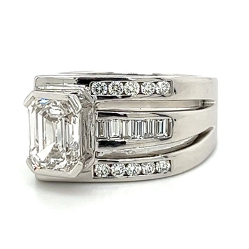 2.5 Carat Emerald Cut Lab Grown Diamond Mens Pinky Ring in Platinum and 18K White Gold – Assay Jewelers