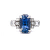 2.51 Carat Oval Blue Sapphire & Mixed Diamond Platinum Art Deco Ring