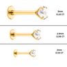 2.5mm Diamond in 14K Gold Flat Back Singe Stud Earring