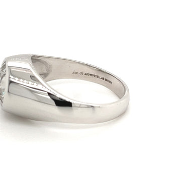 2.6 Carat Round Cut Lab Grown Diamond in 14K White Gold Bezel Set Mens Solitaire Ring – Assay Jewelers