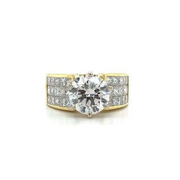 2.7 Carat Round Cut Lab Grown Diamond Ring with Princess Cut Diamond Cluster – Assay Jewelers