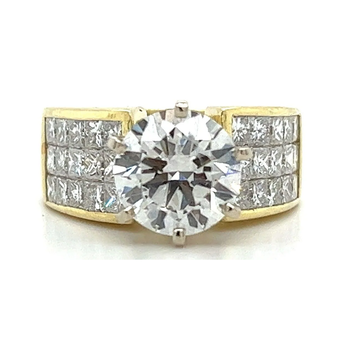 2.7 Carat Round Cut Lab Grown Diamond Ring with Princess Cut Diamond Cluster – Assay Jewelers