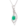 2.81 Carat Cabochon Emerald and Diamond Nouveau Pendant Necklace