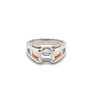 2.87 Carat Emerald Cut Lab Grown Diamond Mens Ring in 2-Tone Rose/White Gold – Assay Jewelers