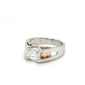 2.87 Carat Emerald Cut Lab Grown Diamond Mens Ring in 2-Tone Rose/White Gold – Assay Jewelers