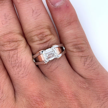 2.87 Carat Emerald Cut Lab Grown Diamond Mens Ring in 2-Tone Rose/White Gold – Assay Jewelers