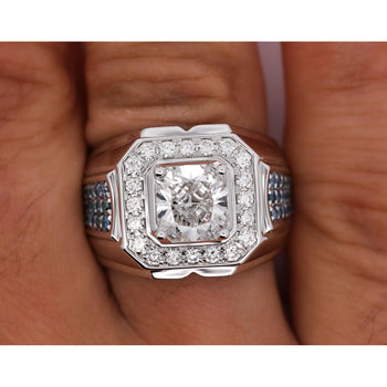 3 Carat Radiant Cut G/VS2 Lab Grown Diamond 14K White Gold Men's Ring – Assay Jewelers