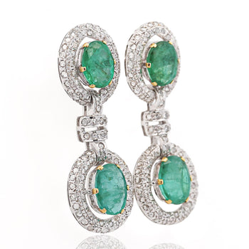 32 Carat Emerald and Rose-Cut Diamond Necklace & Earring Set in 18K Gold – Assay Jewelers