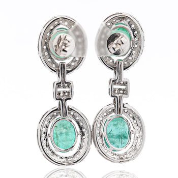 32 Carat Emerald and Rose-Cut Diamond Necklace & Earring Set in 18K Gold – Assay Jewelers