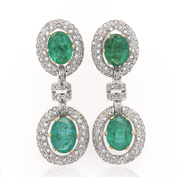32 Carat Emerald and Rose-Cut Diamond Necklace & Earring Set in 18K Gold – Assay Jewelers