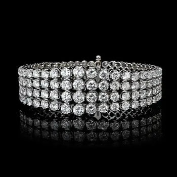 35 Carat TW Round Cut Diamond Platinum 4-Row Bracelet – Assay Jewelers