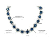 36 Carat Oval Cut Blue Sapphire & Diamond Choker Necklace in 18K White Gold