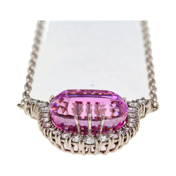 36.10ct Cushion-Cut Kunzite Diamond 18K White Gold Necklace – Assay Jewelers
