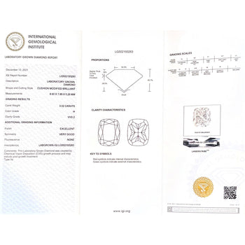 3.02 carat H/VVS2 Cushion Lab Grown Diamond 3-Stone Platinum Ring – Assay Jewelers
