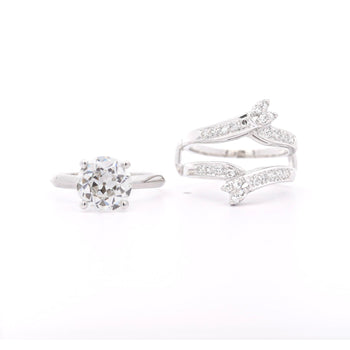 3.03 Carat Old-European Cut IGI Certified CVD Lab Diamond Solitaire Ring and Diamond Jacket Engagement Ring – Assay Jewelers