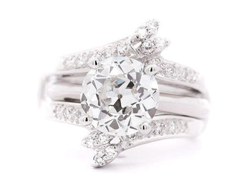 3.03 Carat Old-European Cut IGI Certified CVD Lab Diamond Solitaire Ring and Diamond Jacket Engagement Ring – Assay Jewelers