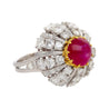 3.04 Carat Star Ruby No-Heat Burma & Diamond 18K Gold Sunburst Ring