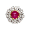 3.04 Carat Star Ruby No-Heat Burma & Diamond 18K Gold Sunburst Ring