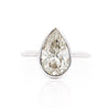 3.09 Carat Diamond Pear-Cut Bezel Set White Gold Solitaire Engagement Ring