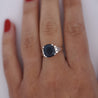 3.10 Carat Blue Sapphire and Diamond with Filigree Split Shank Band Ring