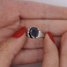 3.10 Carat Blue Sapphire and Diamond with Filigree Split Shank Band Ring