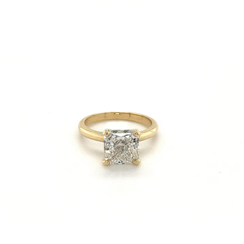 3.12 Carat Cushion Cut Lab Grown Diamond in 14k Gold Solitaire Engagement Ring – Assay Jewelers