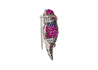 3.14 Carat Pink & Blue Sapphire & Diamond Pave in 18K White Gold Parrot Brooch